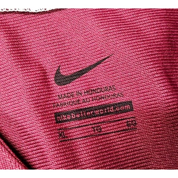 NIKE Mens XL Maroon White Short Sleeve Baseball Button Up Logo Jersey - Picture 11 of 13